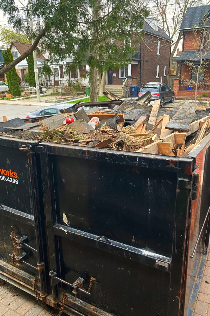 Bin full of construction waste