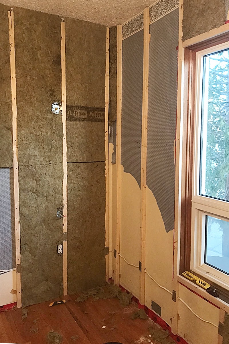 Bedroom being renovated with new insulation batts
